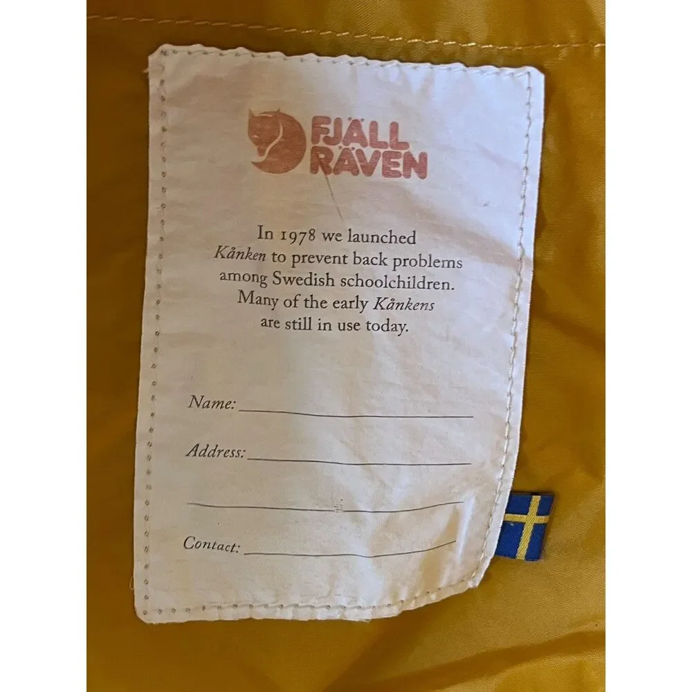 FJALLRAVEN KANKEN Classic Yellow Backpack Bag